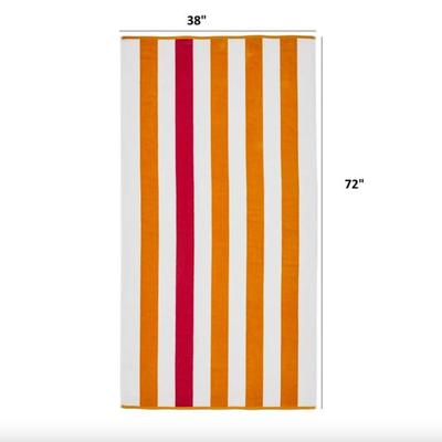 Flamingo Bay 100% Cotton Supersoft Pink & Orange Oversized Cabana Reversible Striped Beach Towel - 38" x 72" - Quick Dry,...