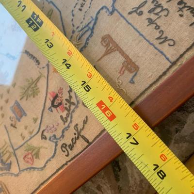 Antique Needlepoint Map of United States Framed