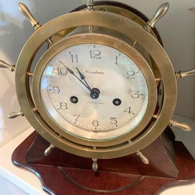 Brass Waterbury Ships Wheel Clock