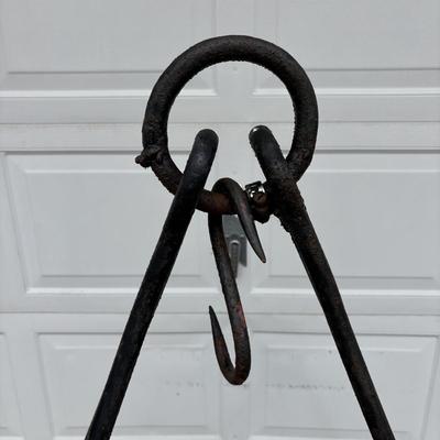 LOT 28: Cast Iron Hanging Pot Hook/Tripod