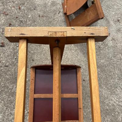 LOT 33: Vintage Cass Toys Doll Highchair, Doll Cradle (unmarked) & Metal Wheelbarrow