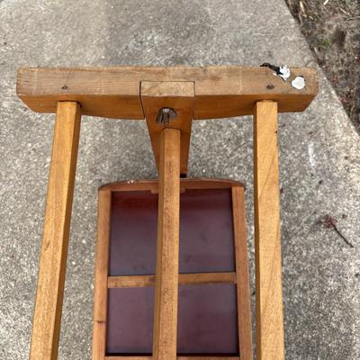 LOT 33: Vintage Cass Toys Doll Highchair, Doll Cradle (unmarked) & Metal Wheelbarrow
