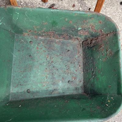 LOT 33: Vintage Cass Toys Doll Highchair, Doll Cradle (unmarked) & Metal Wheelbarrow