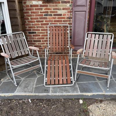 LOT 40: MCM Slatted Aluminum Patio/Lawn Chairs