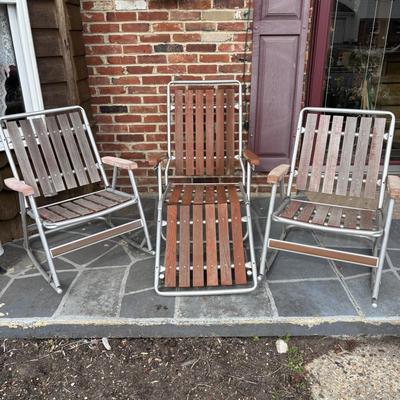 LOT 40: MCM Slatted Aluminum Patio/Lawn Chairs