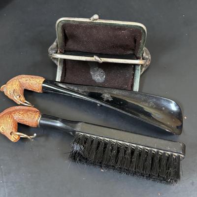 LOT 55: Vintage Audivox, Inc., Micronic Model #303, Antique Brandenburg Porcelain Mustache Cup, Gillett Razor, Schnefel Bros. Straight...