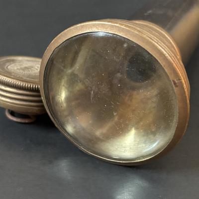 LOT 56: Antique/Vintage Spectacles, Franco Flashlight, Zaner Bloser Dip Pen w./Nib & a Tin Holder