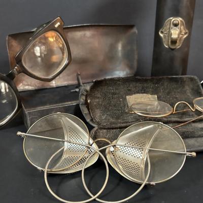 LOT 56: Antique/Vintage Spectacles, Franco Flashlight, Zaner Bloser Dip Pen w./Nib & a Tin Holder