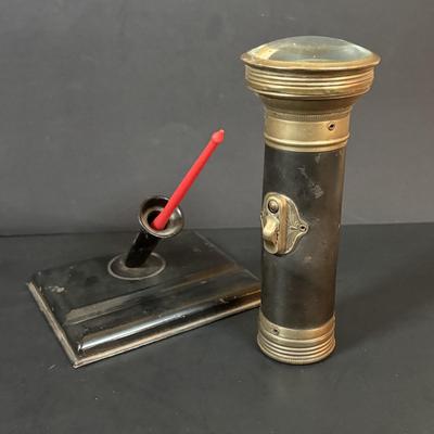 LOT 56: Antique/Vintage Spectacles, Franco Flashlight, Zaner Bloser Dip Pen w./Nib & a Tin Holder