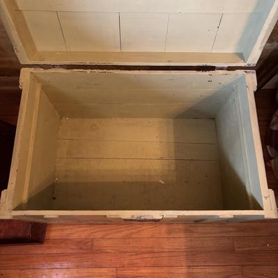 LOT 71: Painted Green Trunk/Chest on Wheels