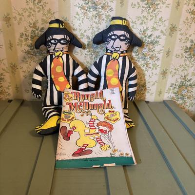 LOT 72: Vintage McDonald's Hamburglar Stuffed Dolls, Jack Frost Sugar Stuffed Doll & Mrs. Beasley Dolls