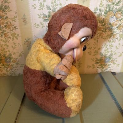 LOT 73: Vintage Toys & Plushes: Wind-up Walking Doll, Wind-up Train Station, Musical Motion Swan, Monkey "Press Here" for...