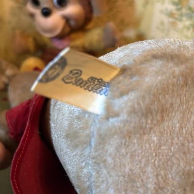 LOT 73: Vintage Toys & Plushes: Wind-up Walking Doll, Wind-up Train Station, Musical Motion Swan, Monkey "Press Here" for...