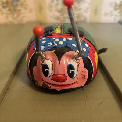 LOT 73: Vintage Toys & Plushes: Wind-up Walking Doll, Wind-up Train Station, Musical Motion Swan, Monkey "Press Here" for...