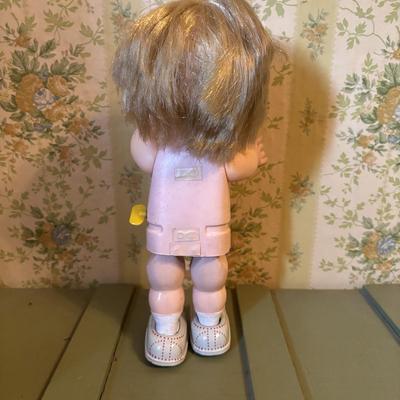 LOT 73: Vintage Toys & Plushes: Wind-up Walking Doll, Wind-up Train Station, Musical Motion Swan, Monkey "Press Here" for...