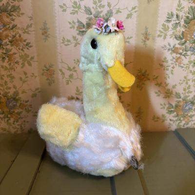 LOT 73: Vintage Toys & Plushes: Wind-up Walking Doll, Wind-up Train Station, Musical Motion Swan, Monkey "Press Here" for...