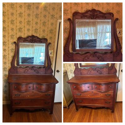 LOT 79: Anique Tiger Oak Drawer Dresser
