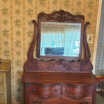 LOT 79: Anique Tiger Oak Drawer Dresser