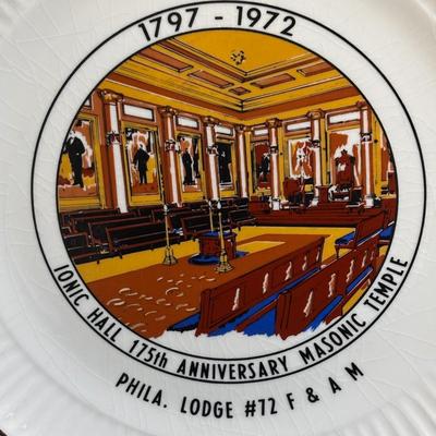 LOT 81:Woodbury Heights & Pitman Commemorative Bottles, Fort Mercer, National Park Ashtray, Philadelphia Masonic Temple Plate, The...