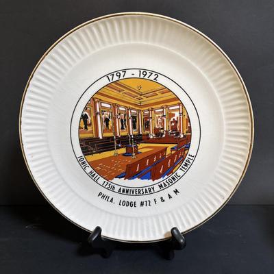 LOT 81:Woodbury Heights & Pitman Commemorative Bottles, Fort Mercer, National Park Ashtray, Philadelphia Masonic Temple Plate, The...