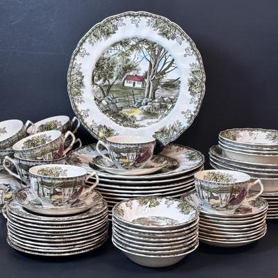 LOT 82: Johnson Bros. of England Ironstone Dishware: The Friendly Village Collection