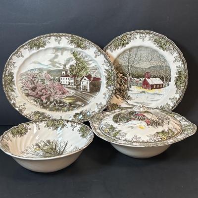 LOT 83: Johnson Bros. of England Ironstone Serving Dishware: The Friendly Village Collection