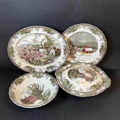 LOT 83: Johnson Bros. of England Ironstone Serving Dishware: The Friendly Village Collection