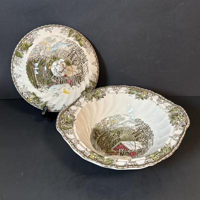 LOT 83: Johnson Bros. of England Ironstone Serving Dishware: The Friendly Village Collection