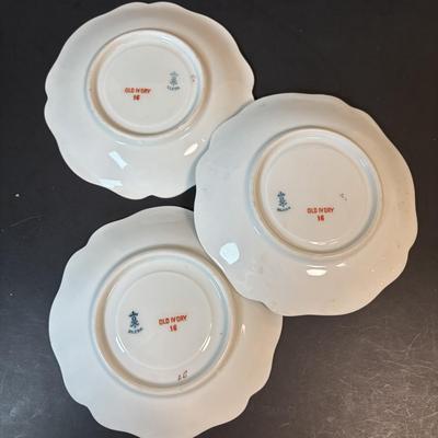 LOT 86: Anitque Ohme "Old ivory" Silesia Teacups, Saucers, Dessert Plates & More