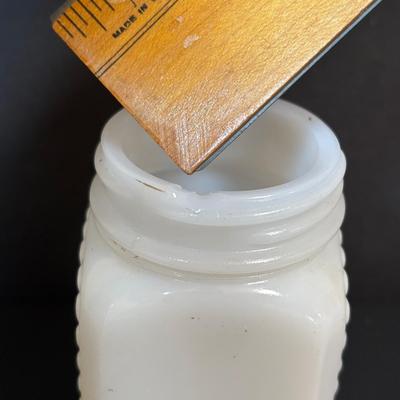 LOT 87: Vintage Milk Glass Salt/Pepper Shakers, Spice Jars and Beehive Grease Jar
