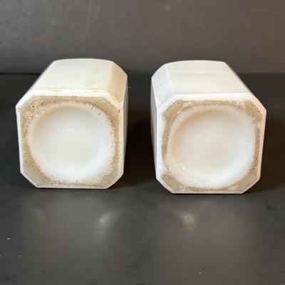 LOT 87: Vintage Milk Glass Salt/Pepper Shakers, Spice Jars and Beehive Grease Jar