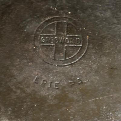 LOT 88: Griswold Cast Iron Pan, Cast Iron Corn & Gingerbread Man Baking Molds, Small Cast Iron Fry Pan & Tin Muffin Pan