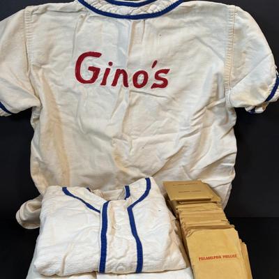 LOT 92: Vintage Woodbury Height Baseball Uniform & APBA Major League Baseball Game Cards 20+ Packets