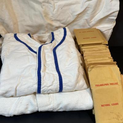 LOT 92: Vintage Woodbury Height Baseball Uniform & APBA Major League Baseball Game Cards 20+ Packets