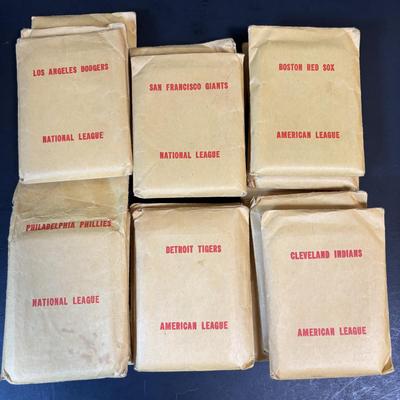 LOT 92: Vintage Woodbury Height Baseball Uniform & APBA Major League Baseball Game Cards 20+ Packets