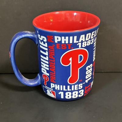 LOT 94: Mets & Phillies Collection: Yearbooks, Ticket Stub, Mug, Vintage Rule Book along with APBA Game Card Packets