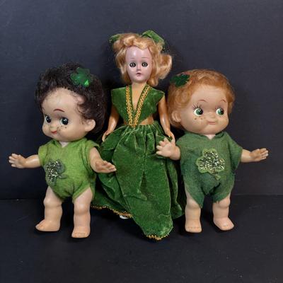 LOT 96: Celebrating Ireland & More Collection: Made in Ireland Linens, Dolls, Glassware, Dolls, Made in USA Green Pitcher/Vase