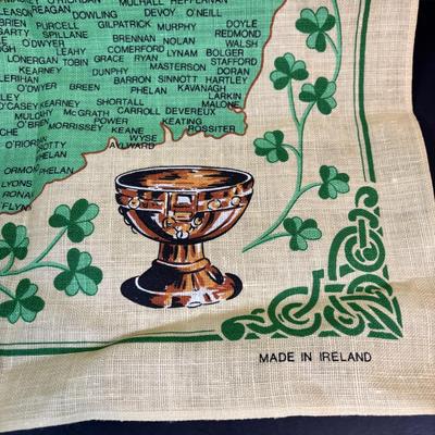 LOT 96: Celebrating Ireland & More Collection: Made in Ireland Linens, Dolls, Glassware, Dolls, Made in USA Green Pitcher/Vase