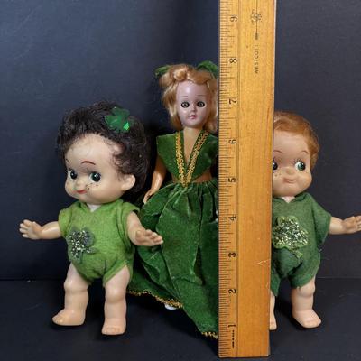 LOT 96: Celebrating Ireland & More Collection: Made in Ireland Linens, Dolls, Glassware, Dolls, Made in USA Green Pitcher/Vase