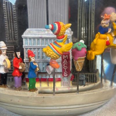 LOT 98: Fall Collection: Paper Decorations, Macy's Day Parade Musical Snow Globe, Lefton Turkey Salt/Pepper Shakers, Glass Pumpkin