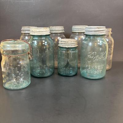 LOT 99: Vintage Canning Jars w/Zinc Lids: Ball, Atlas, Drey