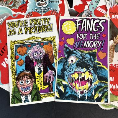 LOT 100: Fun Collection of Holiday Decorations or Paper Crafting: Vintage Valentines Cards, Insult Postcards, Halloween Comics, Giant...
