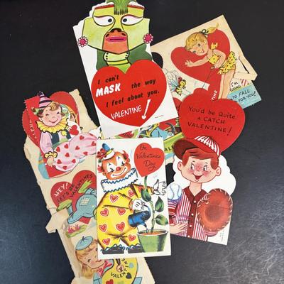 LOT 100: Fun Collection of Holiday Decorations or Paper Crafting: Vintage Valentines Cards, Insult Postcards, Halloween Comics, Giant...