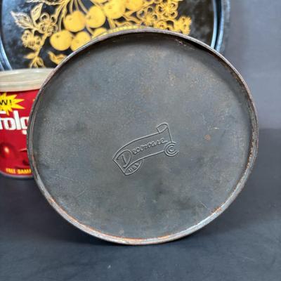 LOT 105: Vintage Kitchen: Mrs. Butterworth Syrup Bottle, Kitchen Prayer Plate, Tins, Atlas Canning Jar & Ceramic Bear Honey Pot