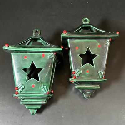 LOT 108: Ceramic Hanging Lanterns/Votive Holders and Holiday Decor