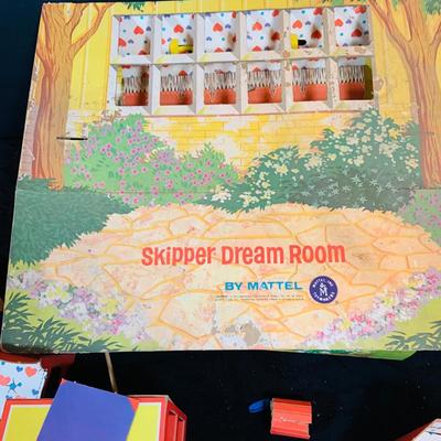 LOT 245: Vintage Mattel’s Skippers Dream Room Paper Doll House with Accessories From 1964