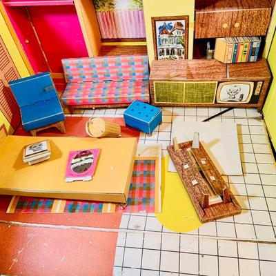 LOT 246: Vintage Barbie’s Dream House Paper Doll House with Accessories and Doll Clothes From 1962