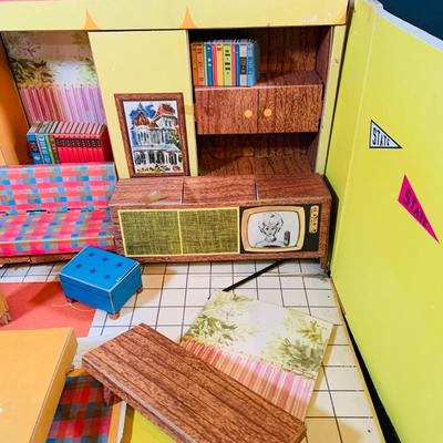 LOT 246: Vintage Barbie’s Dream House Paper Doll House with Accessories and Doll Clothes From 1962