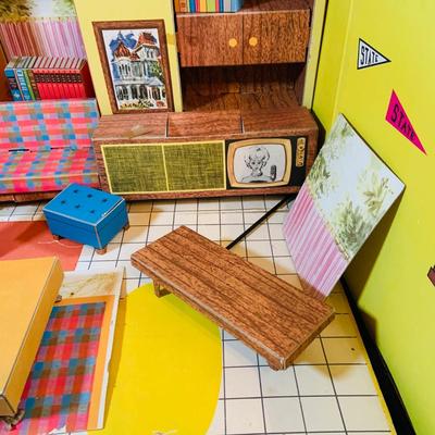 LOT 246: Vintage Barbie’s Dream House Paper Doll House with Accessories and Doll Clothes From 1962