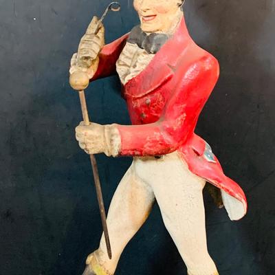 LOT 247: For the Bar Collection Featuring an Antique/Vintage Johnnie Walker Scotch Wooden Walking Man Display Figurine and Two (2) Decanters